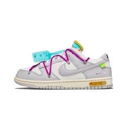 DM1602-100 Dunk Low Off-White Lot 21 White/Neutral Gray-Yellow Strike- Fuchsia