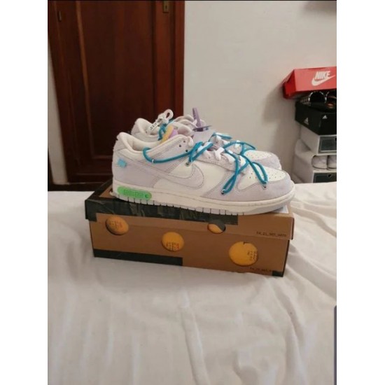 DJ0950-107 Dunk Low Off-White Lot 36 White/Neutral Gray-Green Glow-Fresh Water