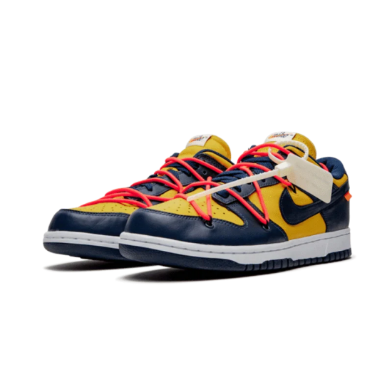 CT0856-700 Dunk Low Off-White Michigan Midnight Navy/Varsity Maize