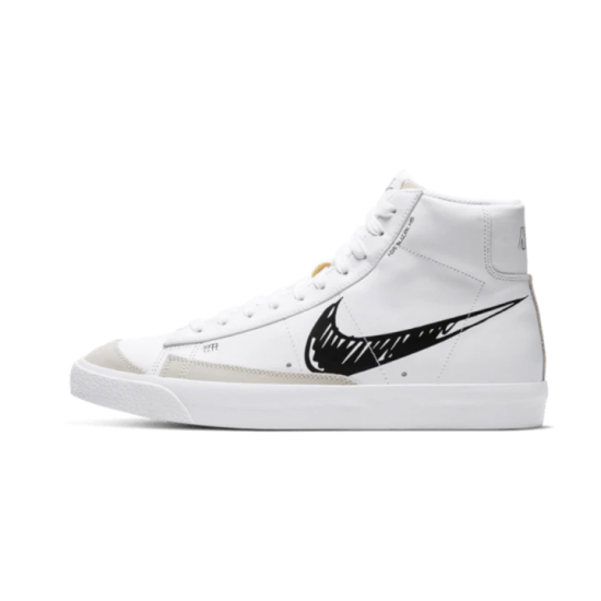 CW7580-101 Mid Sketch Black Swoosh Blazer White/Black