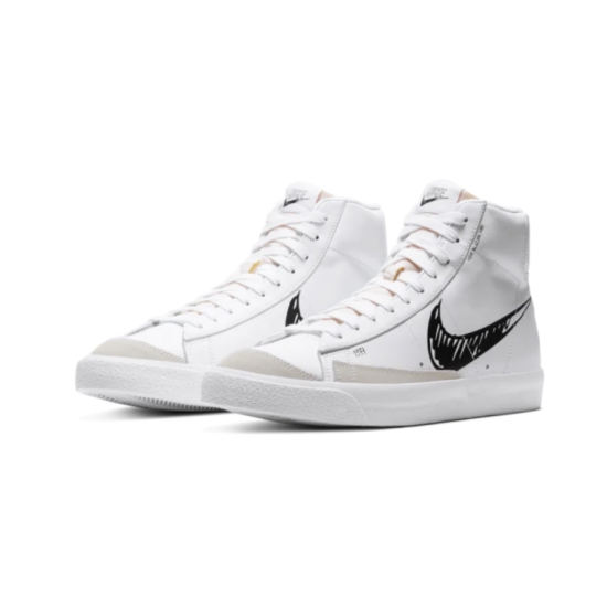 CW7580-101 Mid Sketch Black Swoosh Blazer White/Black