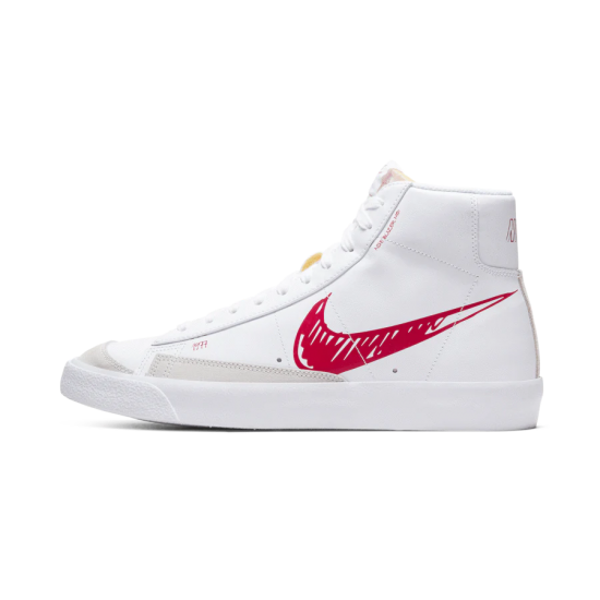 CW7580-100 Mid Sketch Red Swoosh Blazer White/Red 