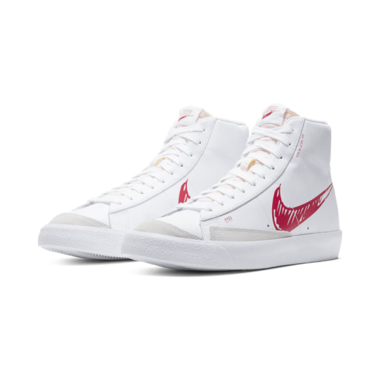 CW7580-100 Mid Sketch Red Swoosh Blazer White/Red 